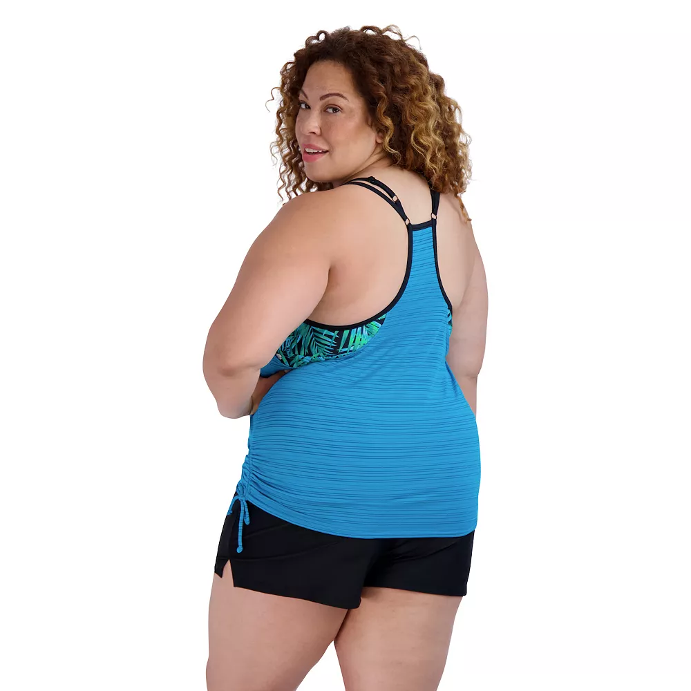Plus Size ZeroXposur Ruched Tankini Top - Image 2