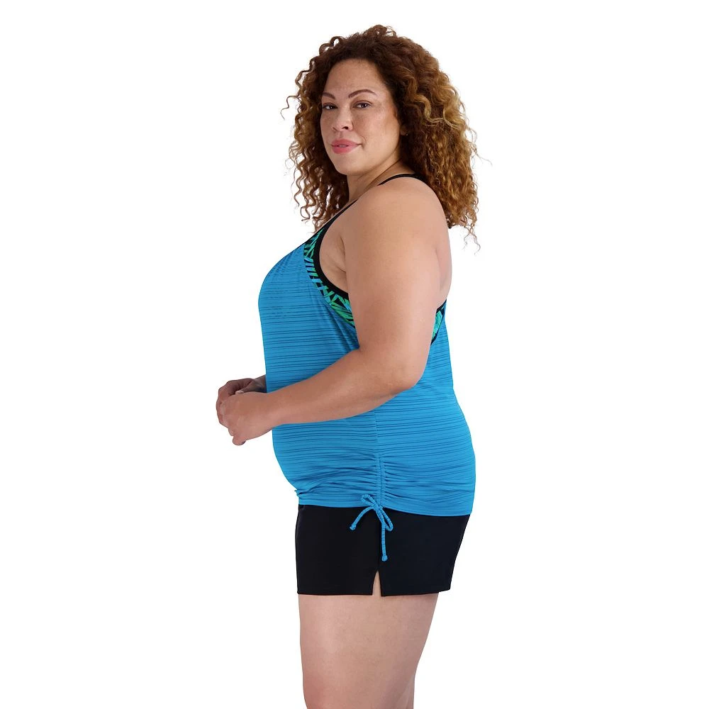 Plus Size ZeroXposur Ruched Tankini Top - Image 3