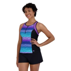 Women's ZeroXposur 1/4-Zip Scuba Tankini Swim Top