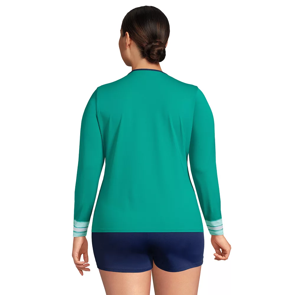 Plus Size Lands' End UPF 50 Long Sleeve Rash Guard - Image 2