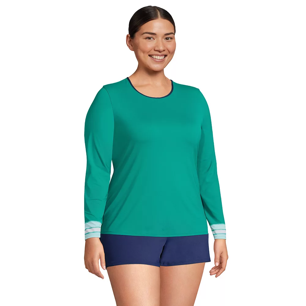 Plus Size Lands' End UPF 50 Long Sleeve Rash Guard - Image 3
