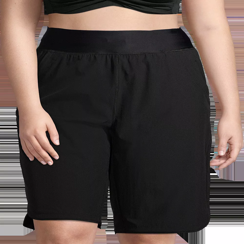 Plus Size Lands' End Quick Dry Thigh-Minimizer With Panty Swim Modest Board Shorts