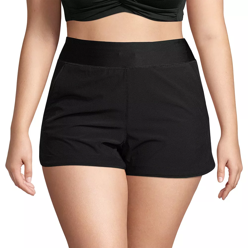 Plus Size Lands' End Quick Dry Thigh-Minimizer With Panty Swim Board Shorts