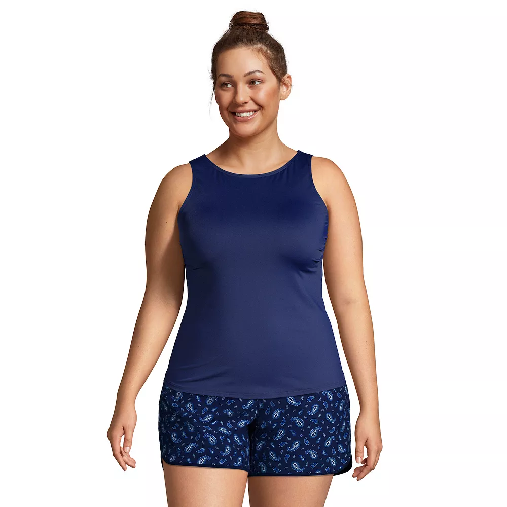 Plus Size Lands' End UPF 50 Bust Minimizer Tankini Top