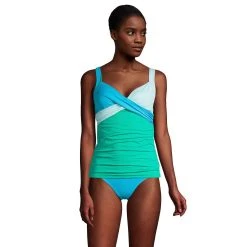 Women's Lands' End Underwire Surplice DD-Cup Tankini Top