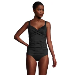 Women's Lands' End Underwire Surplice D-Cup Tankini Top