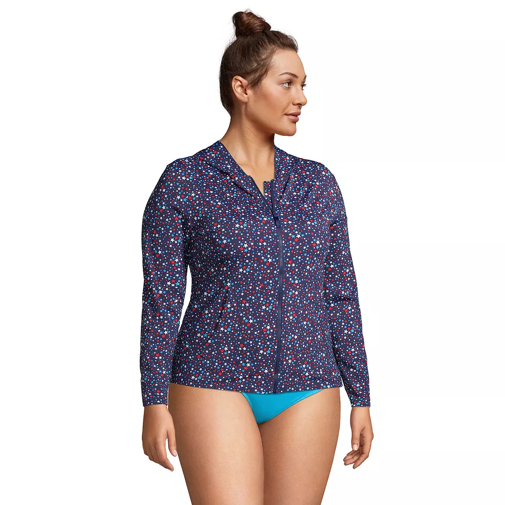 Plus Size Lands' End Hooded Full-Zip UPF 50 Rash Guard - Image 3