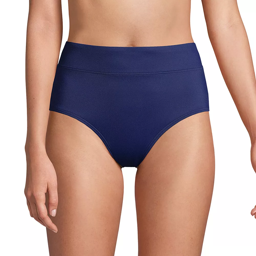 Women's Lands' End Retro Tummy Slimmer High-Waist Bikini Bottoms