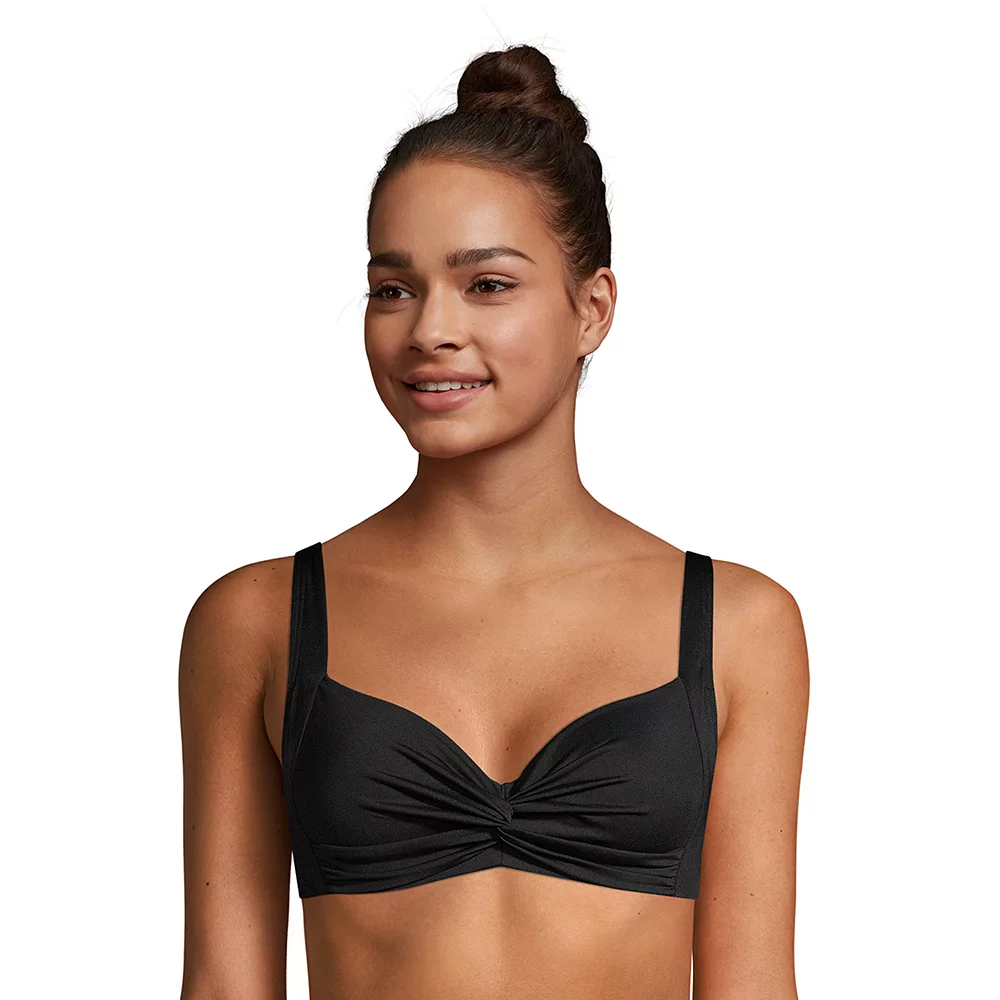 Women's Lands' End Twist-Front Underwire D-Cup Bikini Top