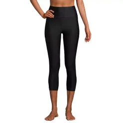 Lands' End Women's Lands' Chlorine Resistant High-Waist Crop Swim Leggings