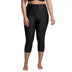 Lands' End Plus Size Lands' Chlorine Resistant High-Waist Crop Swim Leggings