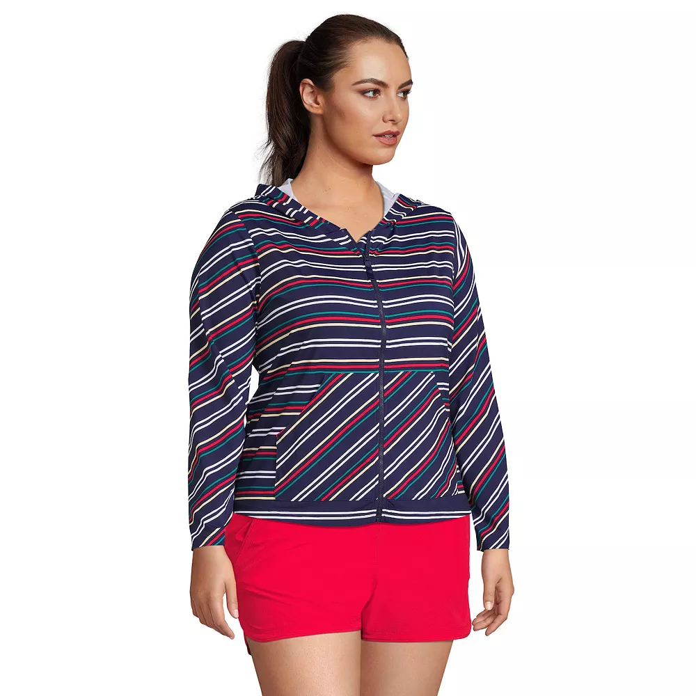 Plus Size Lands' End UPF 50 Hood Long-Sleeve Rash Guard Top - Image 3