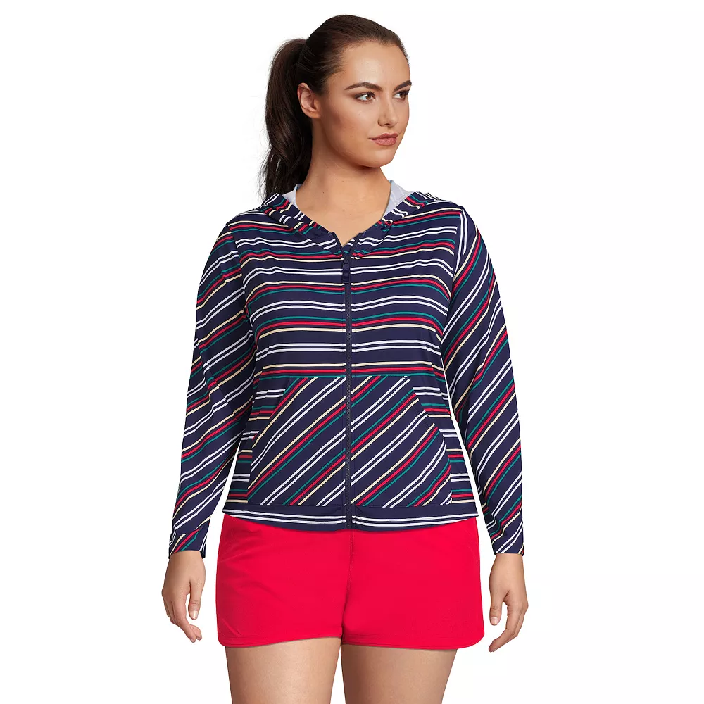 Plus Size Lands' End UPF 50 Hood Long-Sleeve Rash Guard Top