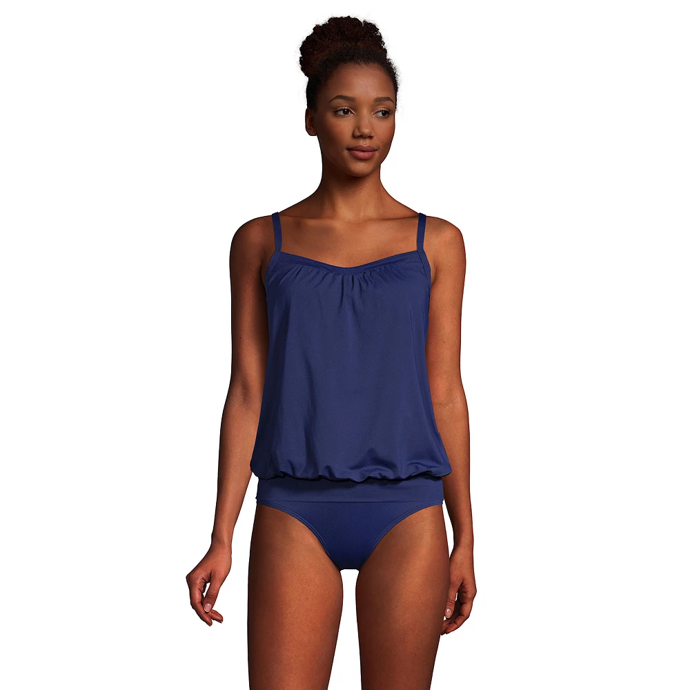 Women's Lands' End D-Cup Bust-Minimizer Blouson Tankini Top