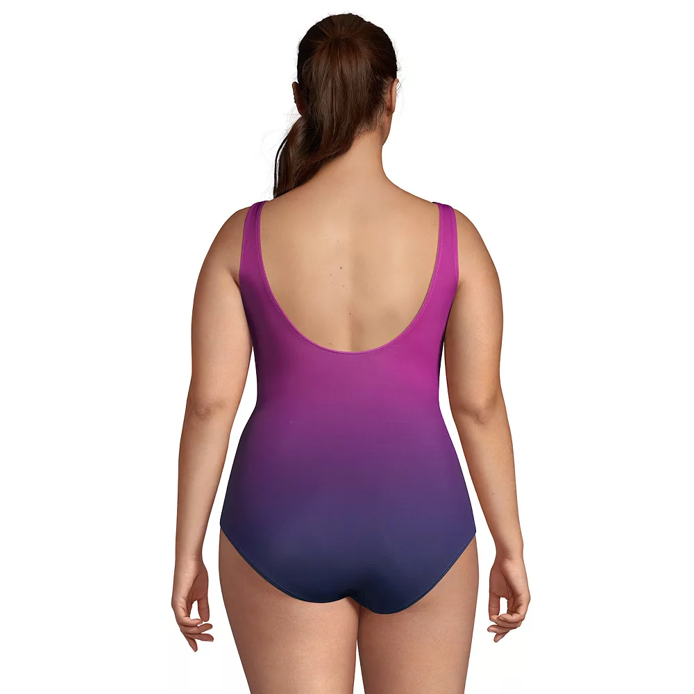 Plus Size Lands' End SlenderSuit DD-Cup Tummy Control Surplice One-Piece Swimsuit - Image 2