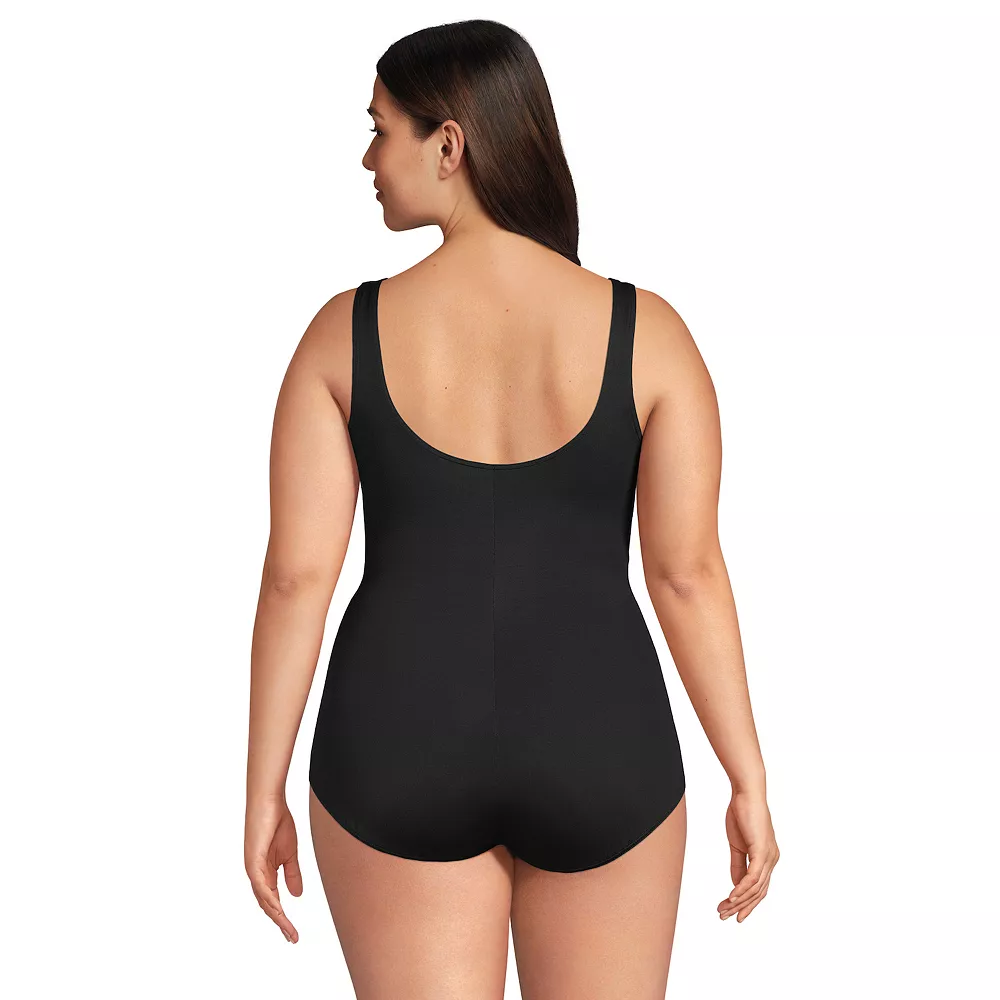 Plus Size Lands' End SlenderSuit Tummy Control Surplice One-Piece Swimsuit - Image 2