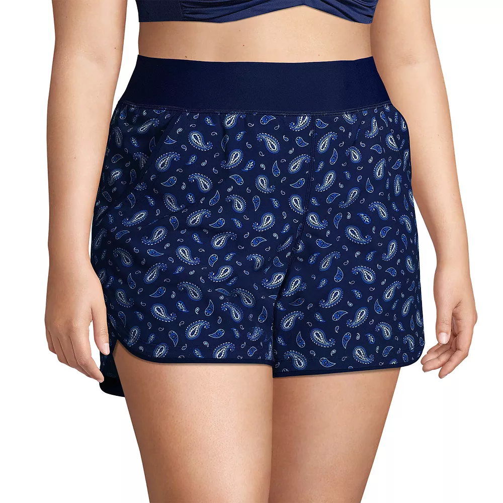 Plus Size Lands' End Quick Dry Thigh-Minimizer Swim Board Shorts - Image 3