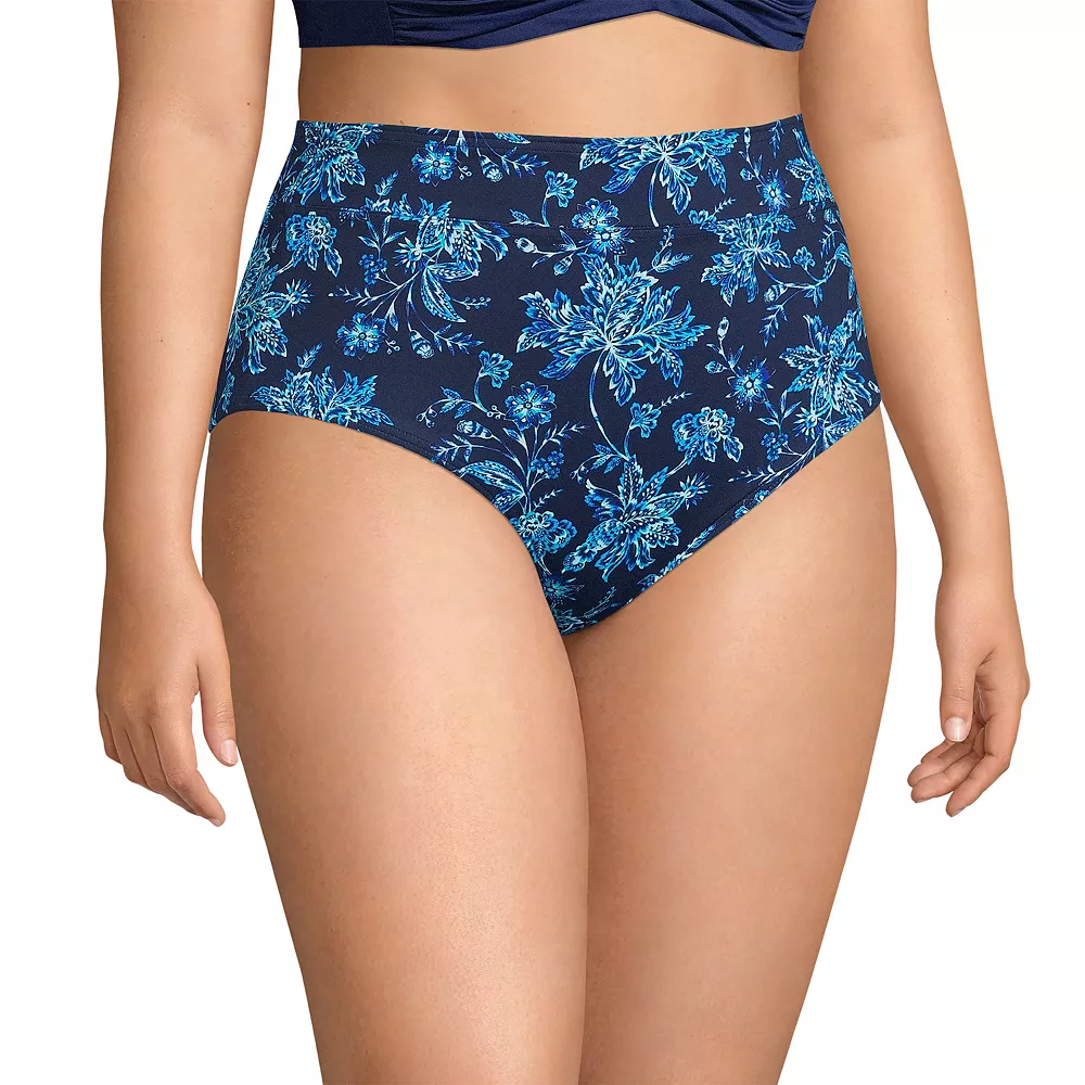 Plus Size Lands' End Retro Tummy Slimmer High-Waist Bikini Bottoms - Image 3