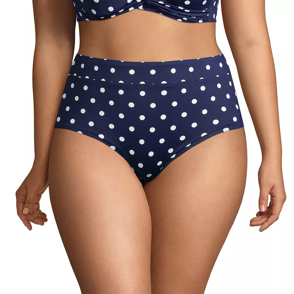 Plus Size Lands' End Retro Tummy Slimmer High-Waist Bikini Bottoms