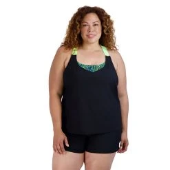 Plus Size ZeroXposur Comet Racerback 2-in-1 Tankini Top