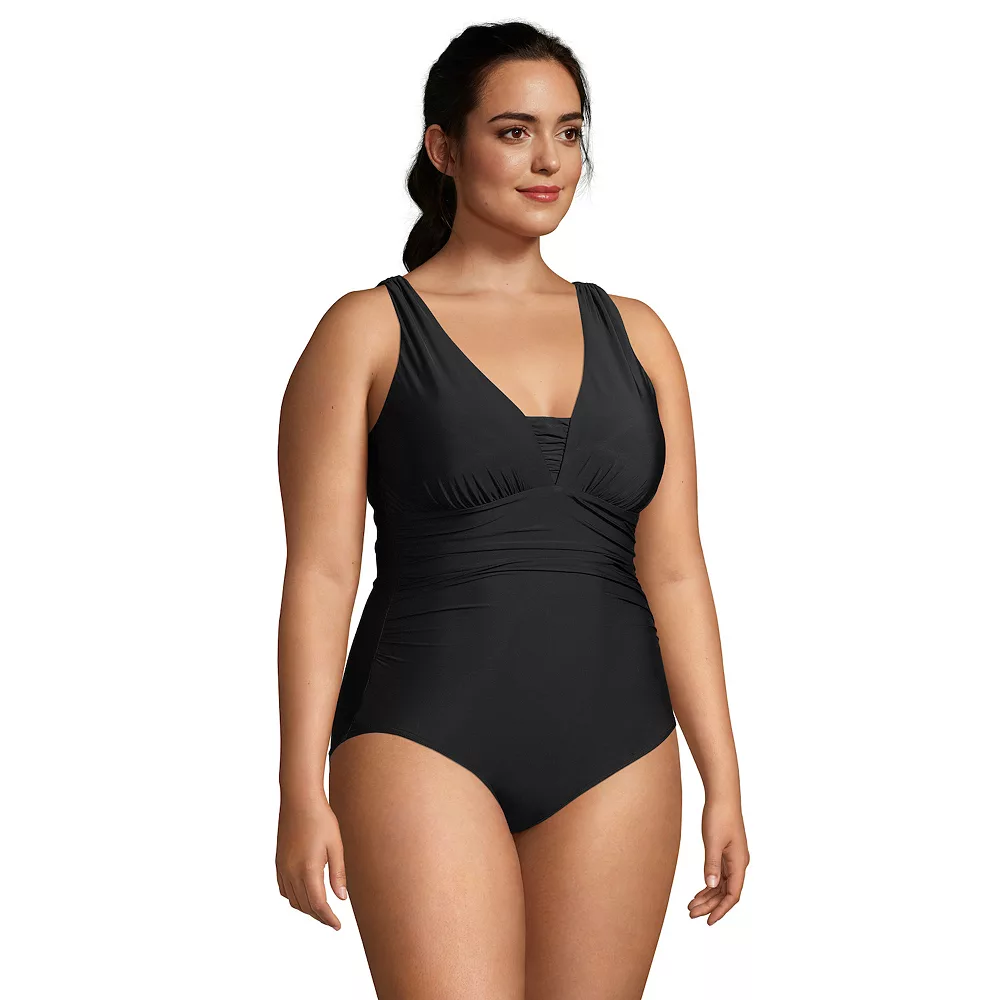 Plus Size Lands' End Grecian Slendersuit Tummy Control DD-Cup Chlorine Resistant One-Piece Swimsuit - Image 2