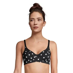 Women's Lands' End Reversible Chlorine-Resistant Underwire Long Line Bikini Top