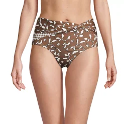 Women's Lands' End UPF 50 Twist-Front Retro High-Waist Bikini Bottoms