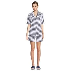 Women's Lands' End Terrycloth Shirt & Shorts Swim Cover-up Set
