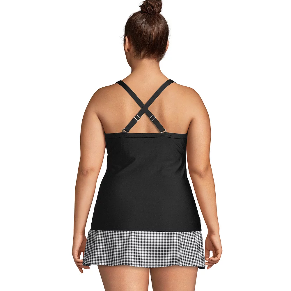 Plus Size Lands' End UPF 50 Tie-Front Underwire Bust Enhancer Tankini Top - Image 2