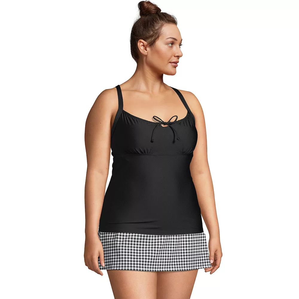 Plus Size Lands' End UPF 50 Tie-Front Underwire Bust Enhancer Tankini Top - Image 3