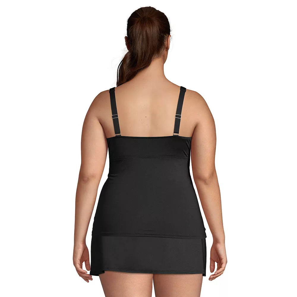 Plus Size Lands' End G-Cup UPF 50 Wrap Tummy Slimmer Tankini Top - Image 2