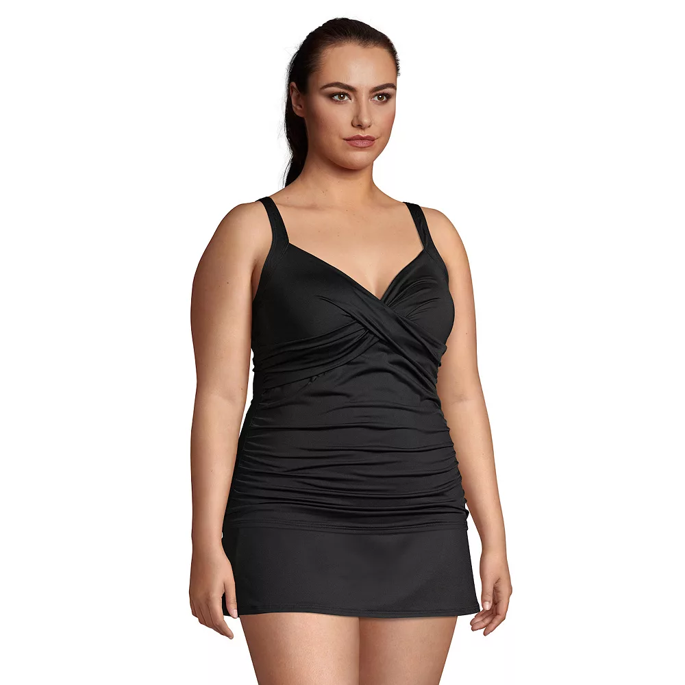 Plus Size Lands' End G-Cup UPF 50 Wrap Tummy Slimmer Tankini Top - Image 3