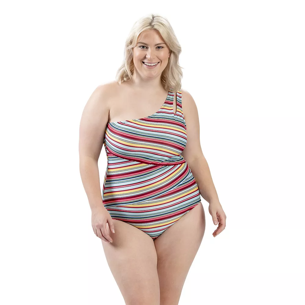 Women's Dolfin Aquashape UPF 50+ Print Asymmetrical One-Piece Swimsuit