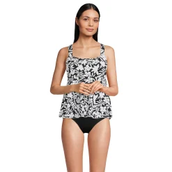 Women's Lands' End Long Torso Empire Waistband Comfort Strap Tankini Top