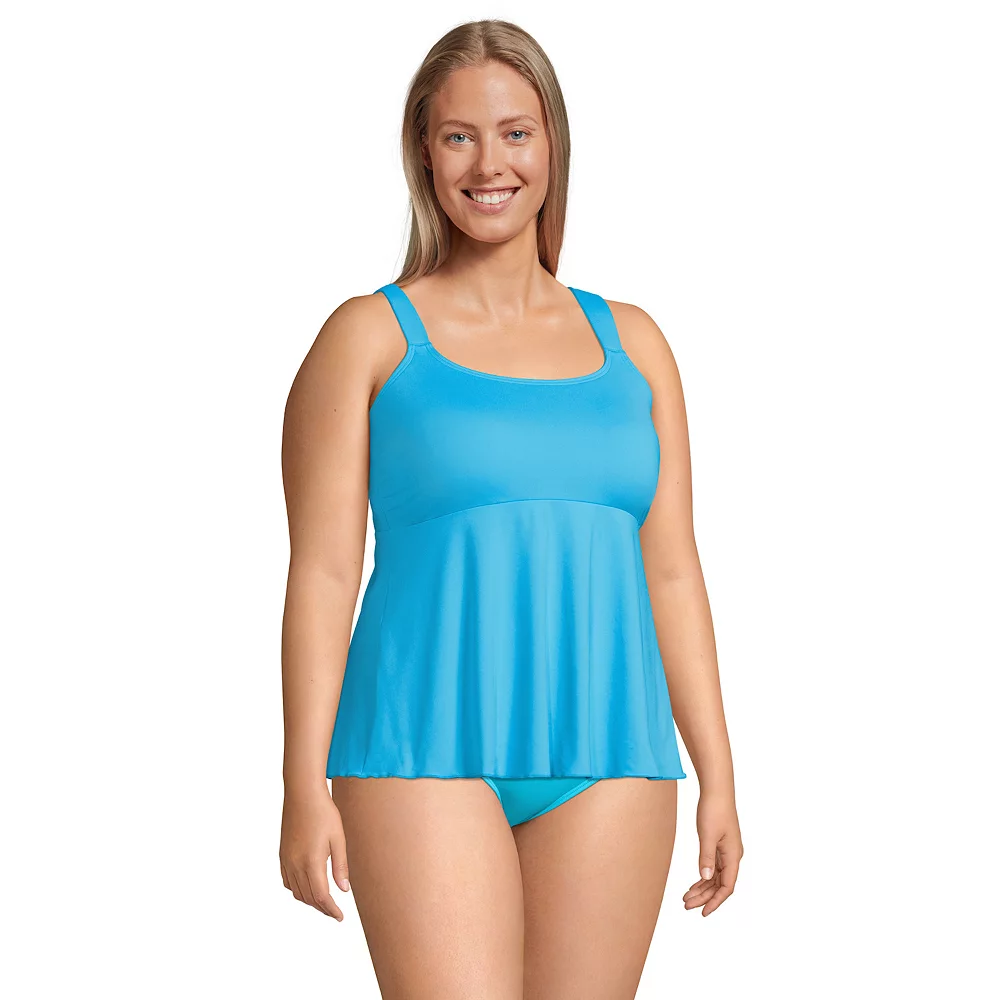Plus Size Lands' End Flutter Empire Waistband Comfort Strap Tankini Top - Image 3