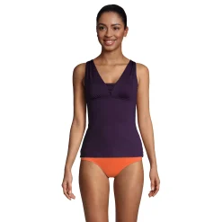 Women's Lands' End Grecian Long Torso UPF 50 Tummy Control Tankini Top