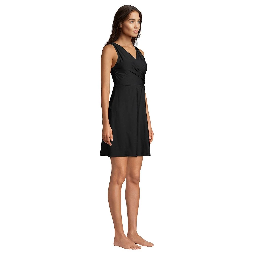 Petite Lands' End UPF 50 Tummy Control Surplice One-Piece Swim Dress - Image 3