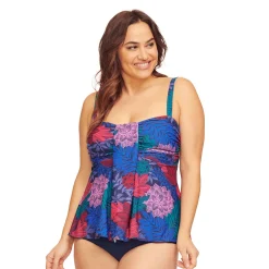 Plus Size Mazu Swim Waist Minimizer Draped Bandeau Tankini Top