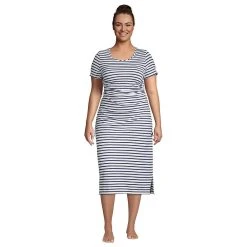 Plus Size Lands' End Ruched-Side Swim Cover-Up Dress