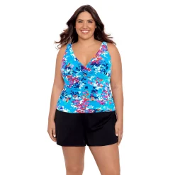 Plus Size Bal Harbour Crossover Print Tankini Top