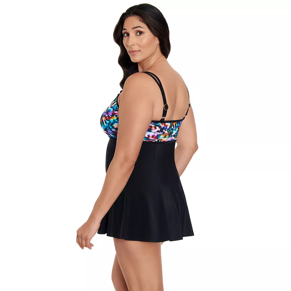 Women's Great Lengths Beach Craze D-Cup Long Torso Empire One-Piece Swimdress - Image 3