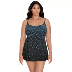 Women's Great Lengths Shimmer Falls D-Cup Long Torso One-Piece Swim Dress