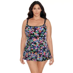 Women's Great Lengths D-Cup Long Torso Empire One-Piece Swim Dress