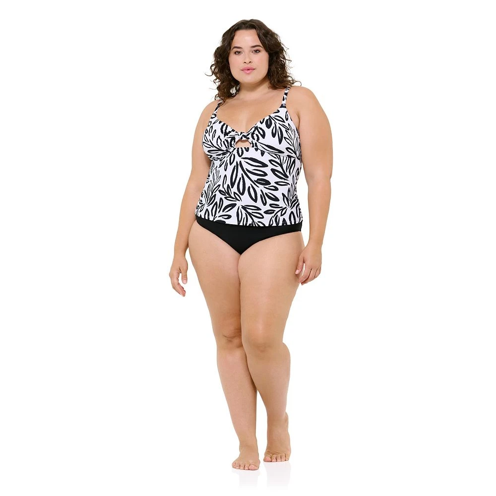Plus Size Freshwater Twisted Cutout Tankini Top - Image 5