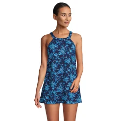 Women's Lands' End Print One-Piece Swim Dress