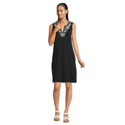 Women's Lands' End Embroidered Swim Cover-Up Dress