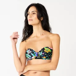 Women's Nine West Floral Front-Knot Bandeau Swim Top