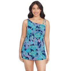 Women's Trimshaper Peaceful Paisley Brianna Allvover Control Swimdress