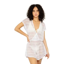 Women's Jordan Taylor Hooded Surplice Swim Cover-Up Romper