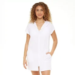 Plus Size Jordan Taylor Zip-Front Waffle-Weave Swim Cover-Up